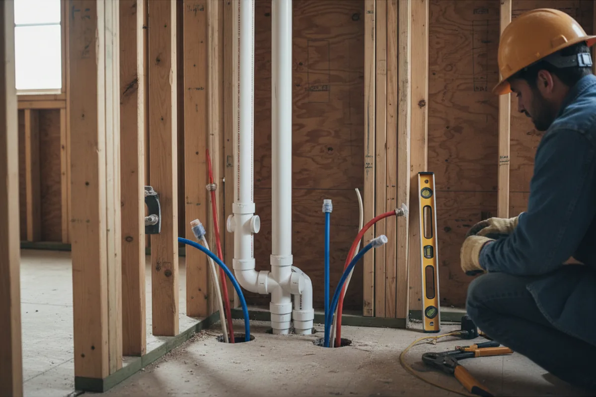 Drain and supply rough-in during Garbage Disposal Repair in Burton