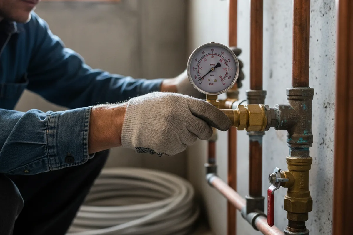 Pressure testing a repaired line during Water Line Repair in Burton